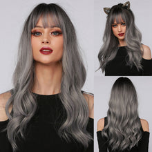 Load image into Gallery viewer, YYDS | Halloween Silver Long Wavy Synthetic Hair Wig with Bangs