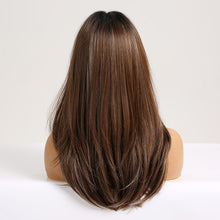 Load image into Gallery viewer, Cheryl | Brown Long Straight Synthetic Hair Wig with Bangs