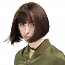 Load image into Gallery viewer, Siana | Dark Brown Medium Straight Synthetic Bob Hair Wig with Bangs