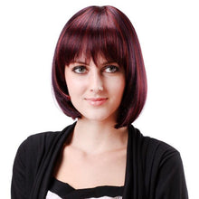 Load image into Gallery viewer, Siana | Red Medium Straight Synthetic Bob Hair Wig with Bangs