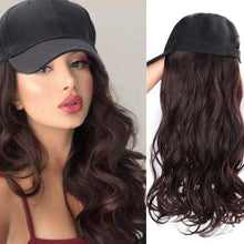 Load image into Gallery viewer, Contico | Dark Brown Long Curly Synthetic Hair Wig with Cap Hat