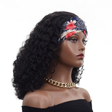 Load image into Gallery viewer, Nadia | Black Medium Long Curly Synthetic Hair Headband Wig