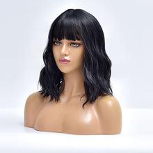 Load image into Gallery viewer, 5thBoss | Black Medium Long Curly Synthetic Hair Wig with Bangs