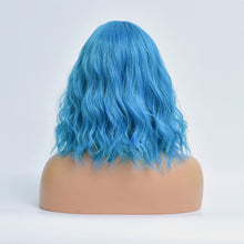 Load image into Gallery viewer, Icey | Blue Medium Long Curly Synthetic Hair Wig with Bangs