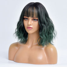 Load image into Gallery viewer, Elf | Green Medium Long Curly Synthetic Hair Wig with Bangs