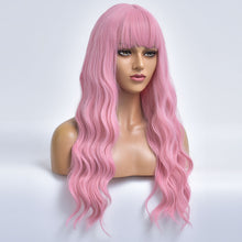 Load image into Gallery viewer, CandyRush | Pink Long Curly Synthetic Hair Wig with Bangs