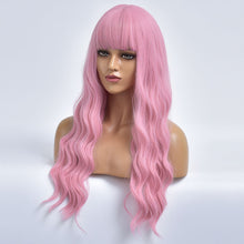 Load image into Gallery viewer, CandyRush | Pink Long Curly Synthetic Hair Wig with Bangs