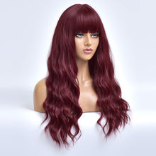Load image into Gallery viewer, Cherry | Red Long Curly Synthetic Hair Wig with Bangs