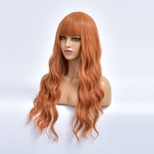 Load image into Gallery viewer, Amber | Orange Long Curly Synthetic Hair Wig with Bangs