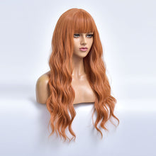 Load image into Gallery viewer, Amber | Orange Long Curly Synthetic Hair Wig with Bangs