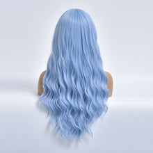 Load image into Gallery viewer, PGNH | Light Blue Long Curly Synthetic Hair Wig with Bangs