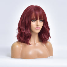 Load image into Gallery viewer, Ruby | Red Medium Long Curly Synthetic Hair Wig with Bangs