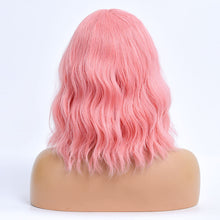 Load image into Gallery viewer, Bella | Pink Medium Long Curly Synthetic Hair Wig with Bangs