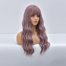 Load image into Gallery viewer, Buzzword | Purple Long Curly Synthetic Hair Wig with Bangs