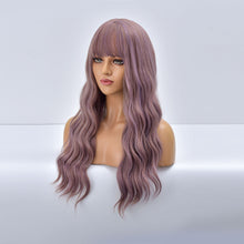 Load image into Gallery viewer, Buzzword | Purple Long Curly Synthetic Hair Wig with Bangs