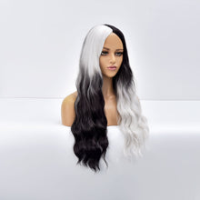 Load image into Gallery viewer, The Joker | Black and White Long Curly Synthetic Hair Wig with Bangs