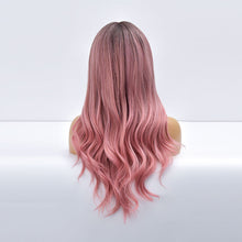 Load image into Gallery viewer, Coral | Pink Long Wavy Synthetic Hair Wig with Bangs