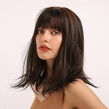Load image into Gallery viewer, Paris | Brown Long Straight Synthetic Hair Wig with Bangs