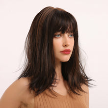 Load image into Gallery viewer, Paris | Brown Long Straight Synthetic Hair Wig with Bangs