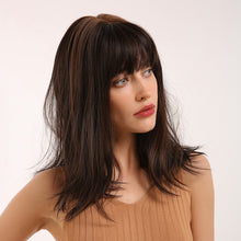 Load image into Gallery viewer, Paris | Brown Long Straight Synthetic Hair Wig with Bangs