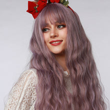 Load image into Gallery viewer, Buzzword | Purple Long Curly Synthetic Hair Wig with Bangs