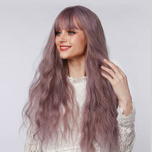 Load image into Gallery viewer, Buzzword | Purple Long Curly Synthetic Hair Wig with Bangs