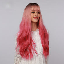 Load image into Gallery viewer, Shailyn | Halloween Coral Pink Long Wavy Synthetic Hair Wig with Bangs