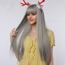 Load image into Gallery viewer, Elvenia | Halloween Silver Long Straight Synthetic Hair Wig with Bangs