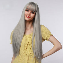 Load image into Gallery viewer, Elvenia | Halloween Silver Long Straight Synthetic Hair Wig with Bangs