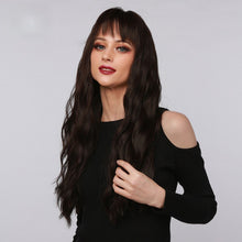 Load image into Gallery viewer, Tunder | Brown Long Wavy Synthetic Hair Wig with Bangs