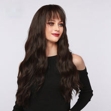 Load image into Gallery viewer, Tunder | Brown Long Wavy Synthetic Hair Wig with Bangs