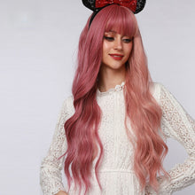 Load image into Gallery viewer, Zinnia | Halloween Coral Pink Long Wavy Synthetic Hair Wig with Bangs