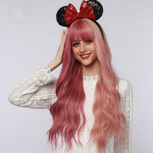 Load image into Gallery viewer, Zinnia | Halloween Coral Pink Long Wavy Synthetic Hair Wig with Bangs