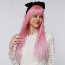 Load image into Gallery viewer, Lara | Halloween Coral Pink Long Straight Synthetic Hair Wig with Bangs