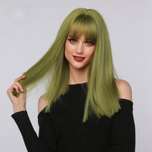 Load image into Gallery viewer, TheMagician | Halloween Green Long Straight Synthetic Hair Wig with Bangs