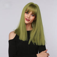 Load image into Gallery viewer, TheMagician | Halloween Green Long Straight Synthetic Hair Wig with Bangs