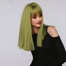 Load image into Gallery viewer, TheMagician | Halloween Green Long Straight Synthetic Hair Wig with Bangs