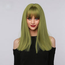 Load image into Gallery viewer, TheMagician | Halloween Green Long Straight Synthetic Hair Wig with Bangs