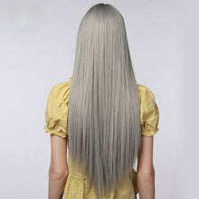 Load image into Gallery viewer, Elvenia | Halloween Silver Long Straight Synthetic Hair Wig with Bangs