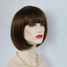 Load image into Gallery viewer, Siana | Medium Brown Medium Straight Synthetic Bob Hair Wig with Bangs