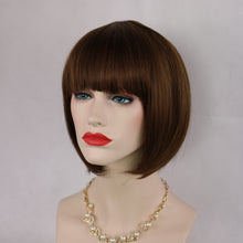Load image into Gallery viewer, Siana | Medium Brown Medium Straight Synthetic Bob Hair Wig with Bangs