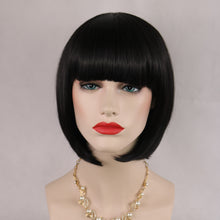 Load image into Gallery viewer, Siana | Black Medium Straight Synthetic Bob Hair Wig with Bangs