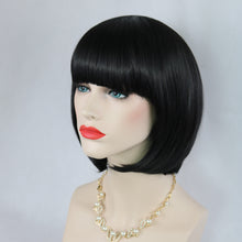Load image into Gallery viewer, Siana | Black Medium Straight Synthetic Bob Hair Wig with Bangs