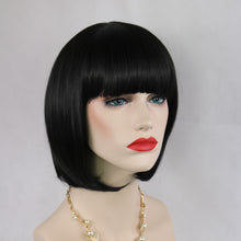 Load image into Gallery viewer, Siana | Black Medium Straight Synthetic Bob Hair Wig with Bangs