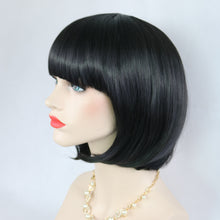 Load image into Gallery viewer, Siana | Black Medium Straight Synthetic Bob Hair Wig with Bangs