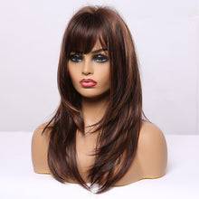 Load image into Gallery viewer, Astilbe | Brown Long Straight Synthetic Hair Wig with Bangs