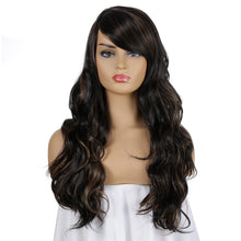 Load image into Gallery viewer, Elsa | Black Long Wavy Synthetic Hair Wig With Bangs