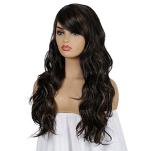 Load image into Gallery viewer, Elsa | Black Long Wavy Synthetic Hair Wig With Bangs