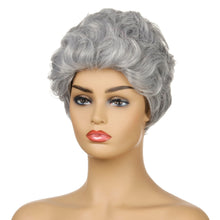 Load image into Gallery viewer, Sue | Grey Short Pixie Cut Curly Synthetic Hair Wig