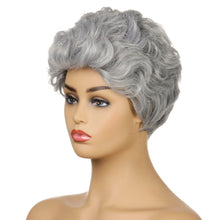 Load image into Gallery viewer, Sue | Grey Short Pixie Cut Curly Synthetic Hair Wig